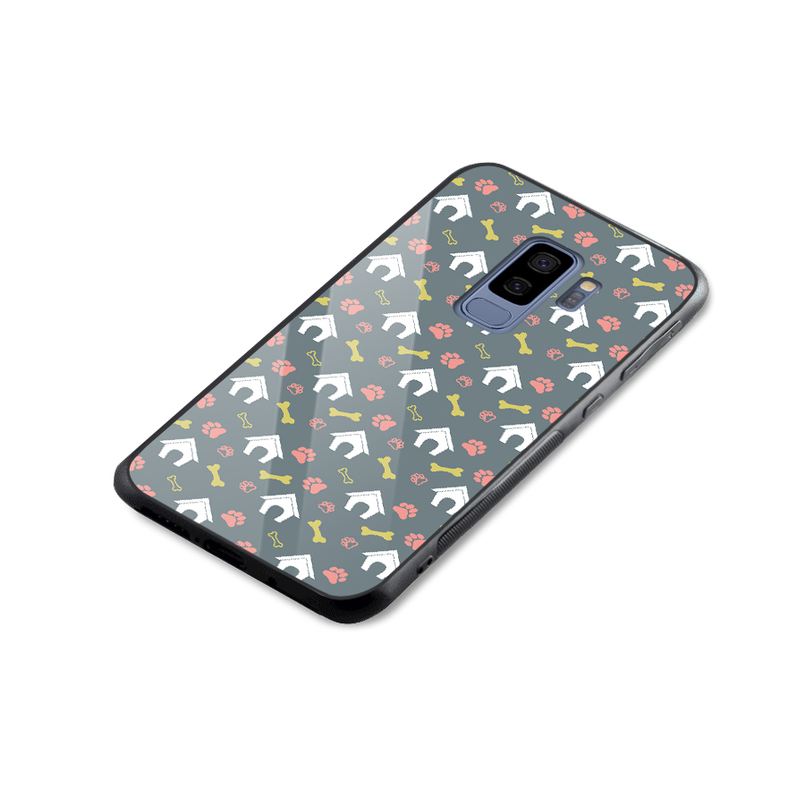 Dog Pattern Glass Back Case for Galaxy S9 Plus