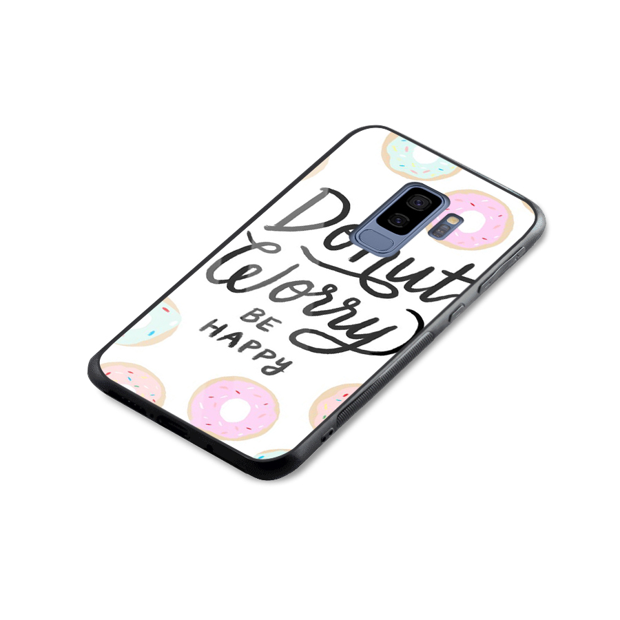 Donut Worry Be Happy Glass Back Case for Galaxy S9 Plus