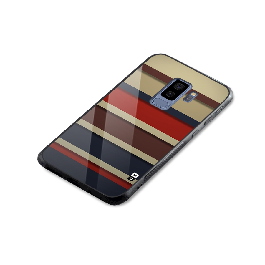 Elegant Stripes Pattern Glass Back Case for Galaxy S9 Plus