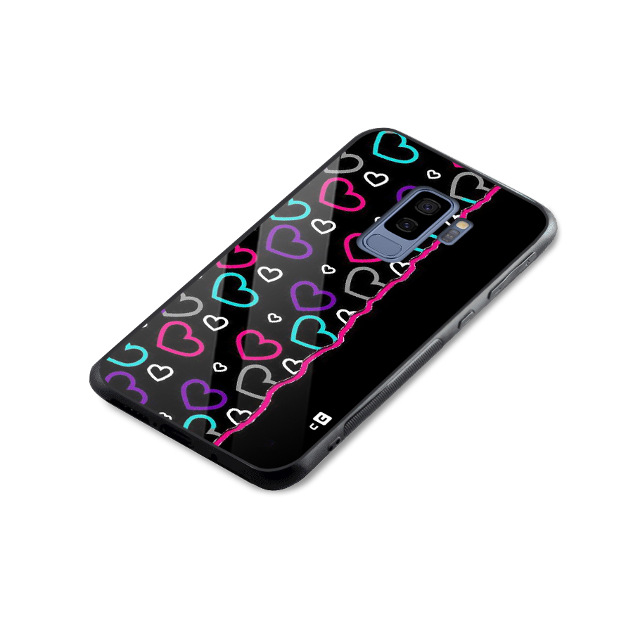 Empty Hearts Glass Back Case for Galaxy S9 Plus