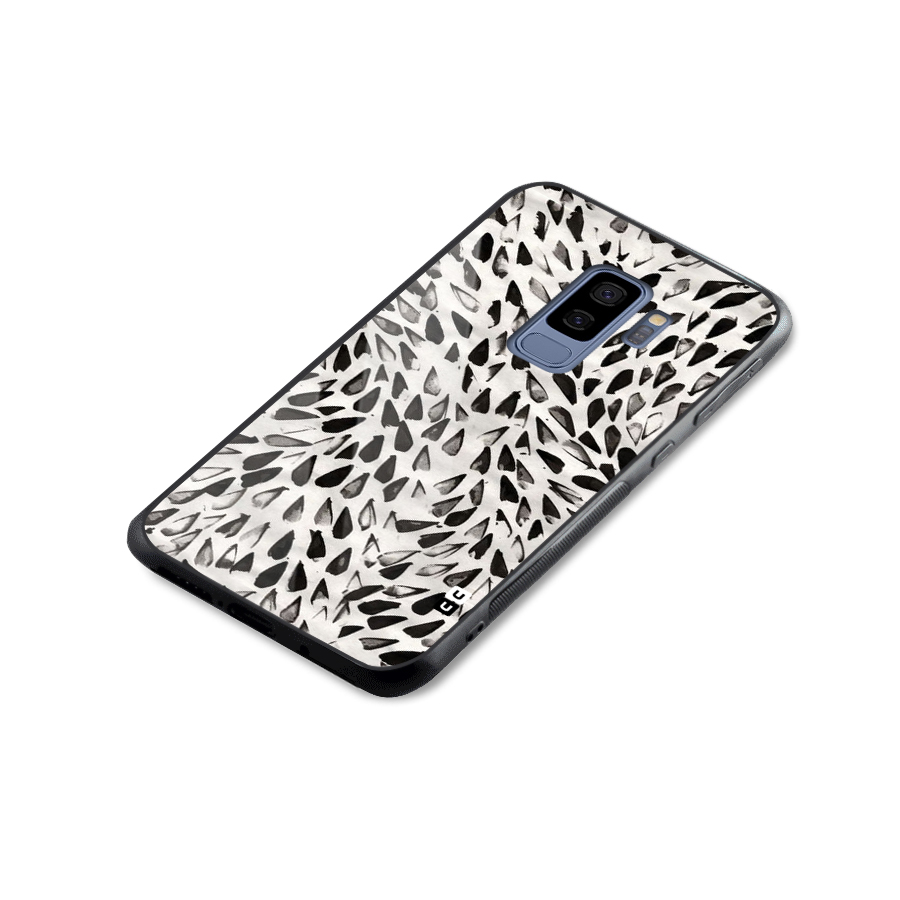 Feather Pattern Colorless Glass Back Case for Galaxy S9 Plus