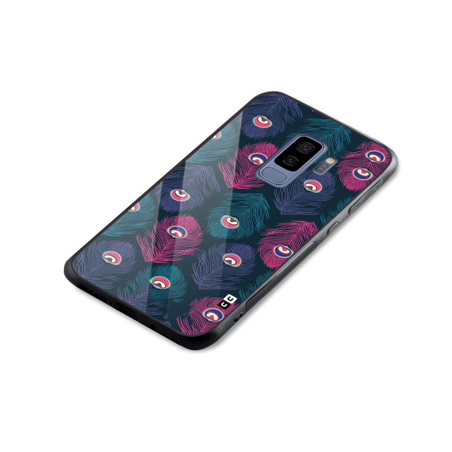 Feathers Patterns Glass Back Case for Galaxy S9 Plus
