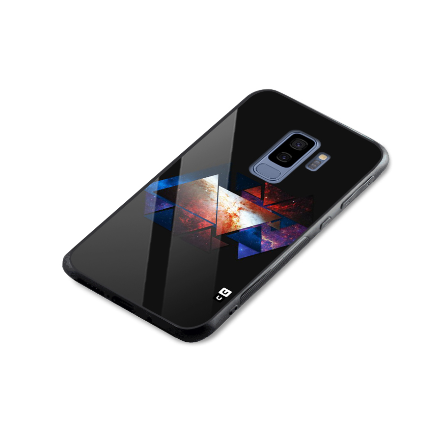 Fire Galaxy Triangles Glass Back Case for Galaxy S9 Plus
