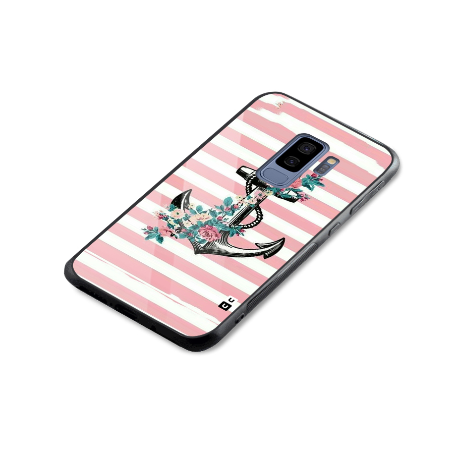 Floral Anchor Glass Back Case for Galaxy S9 Plus
