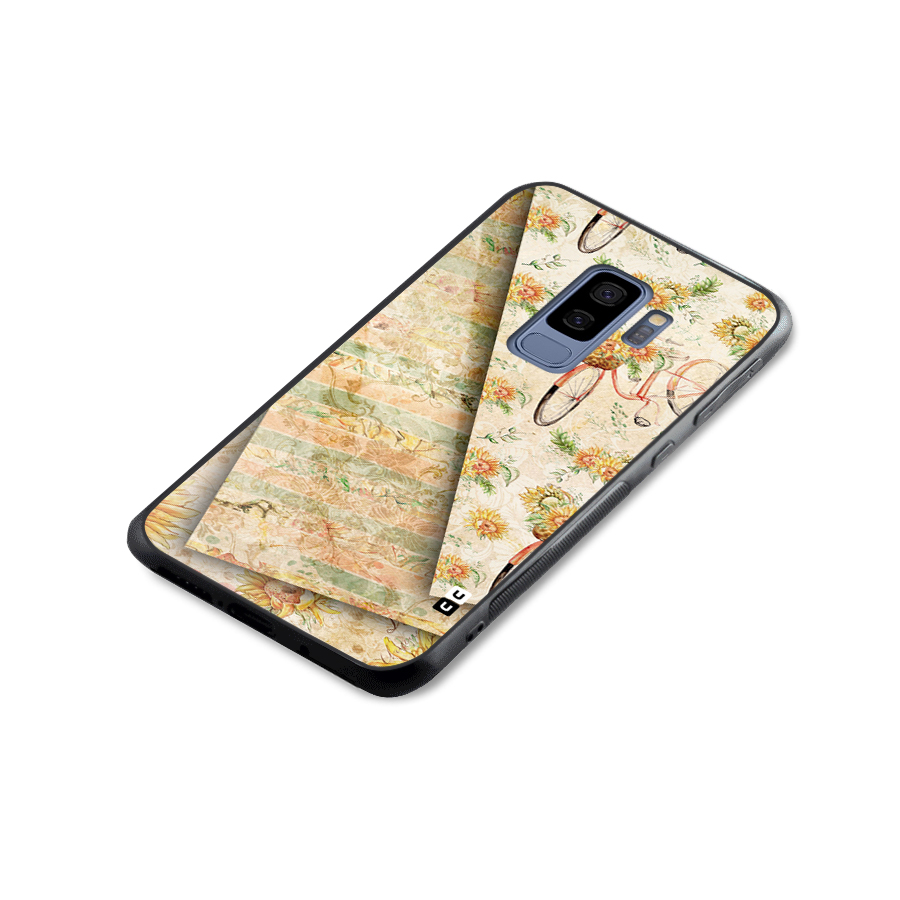 Floral Bicycle Glass Back Case for Galaxy S9 Plus