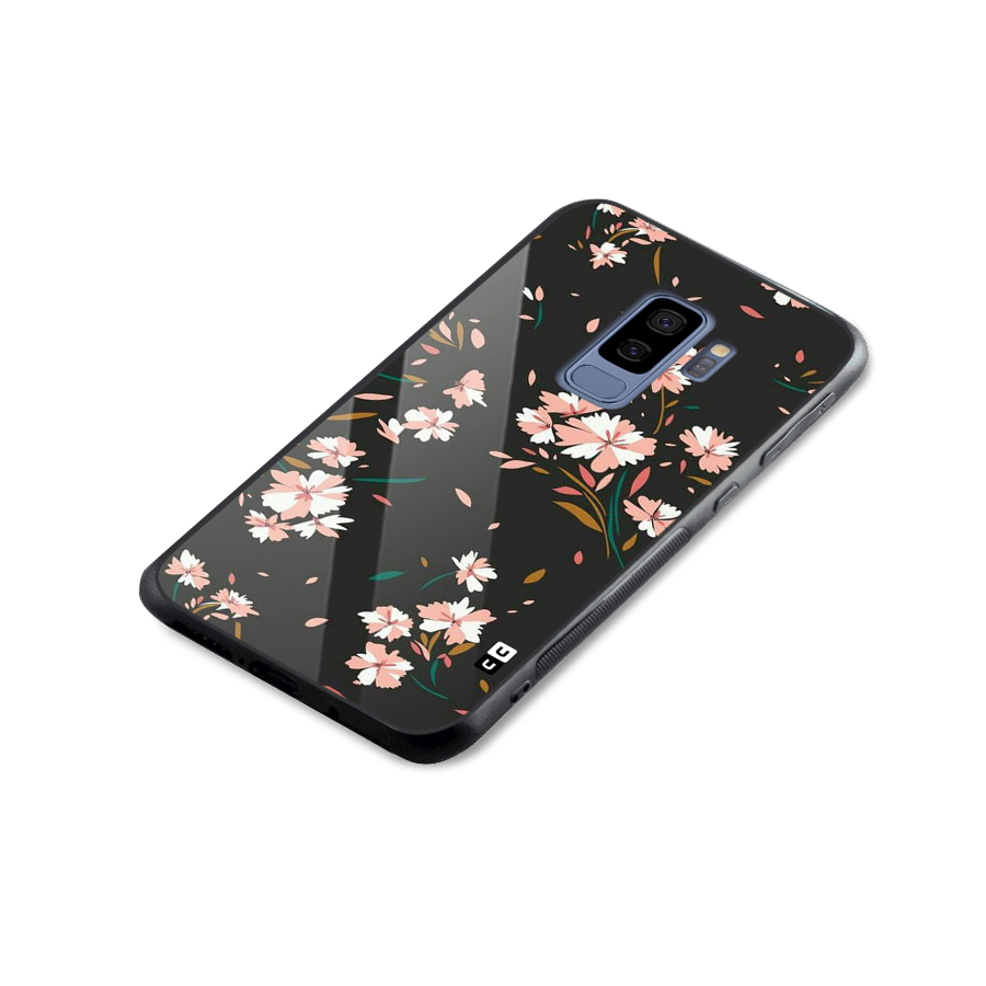 Floral Petals Peach Glass Back Case for Galaxy S9 Plus