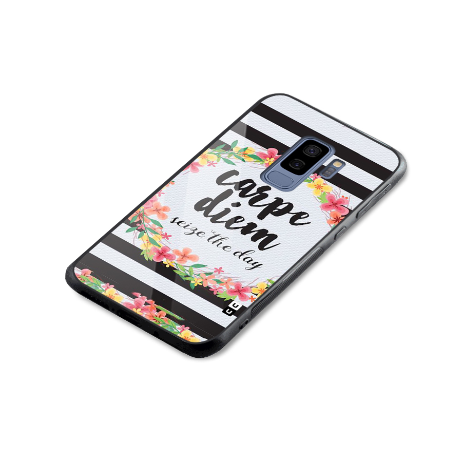 Floral Seize The Day Glass Back Case for Galaxy S9 Plus