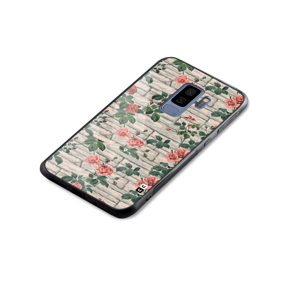 Floral Wall Design Glass Back Case for Galaxy S9 Plus