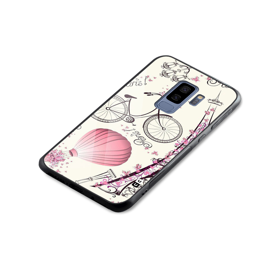 Flower Clipart Glass Back Case for Galaxy S9 Plus