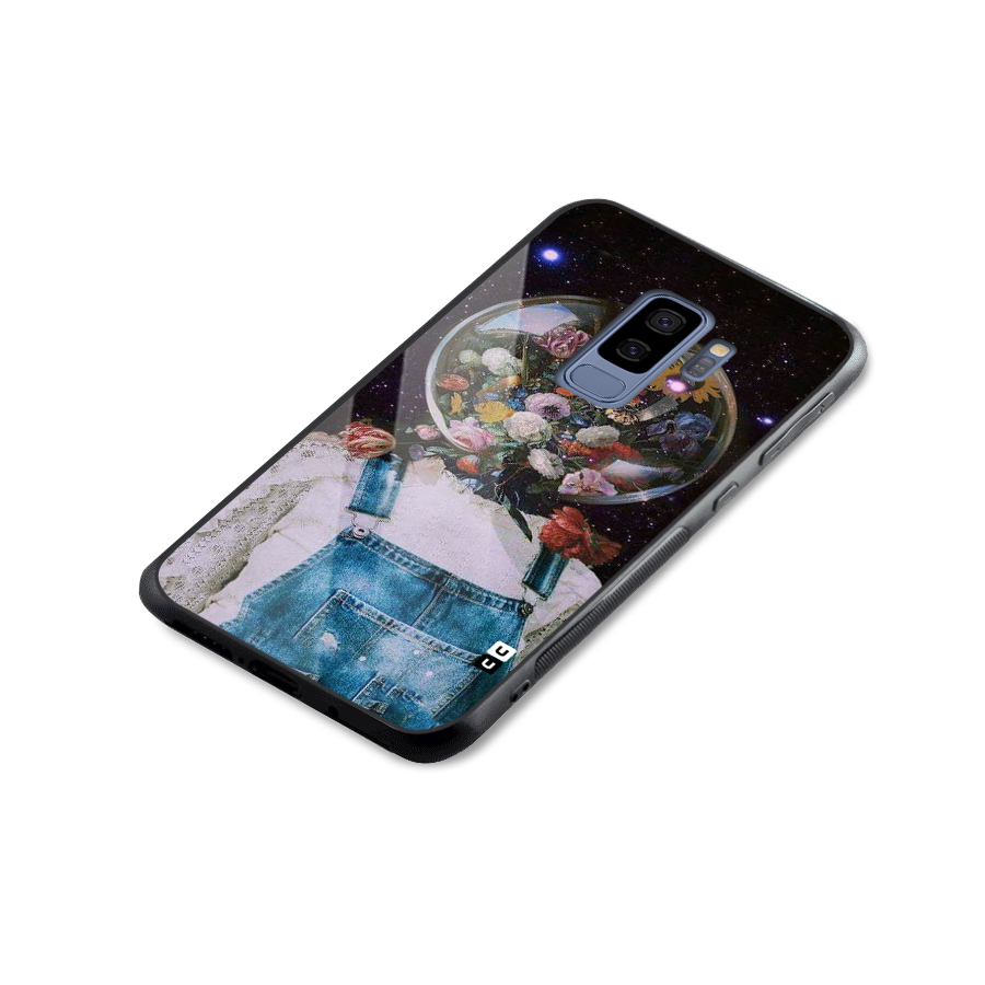 Flower Face Glass Back Case for Galaxy S9 Plus