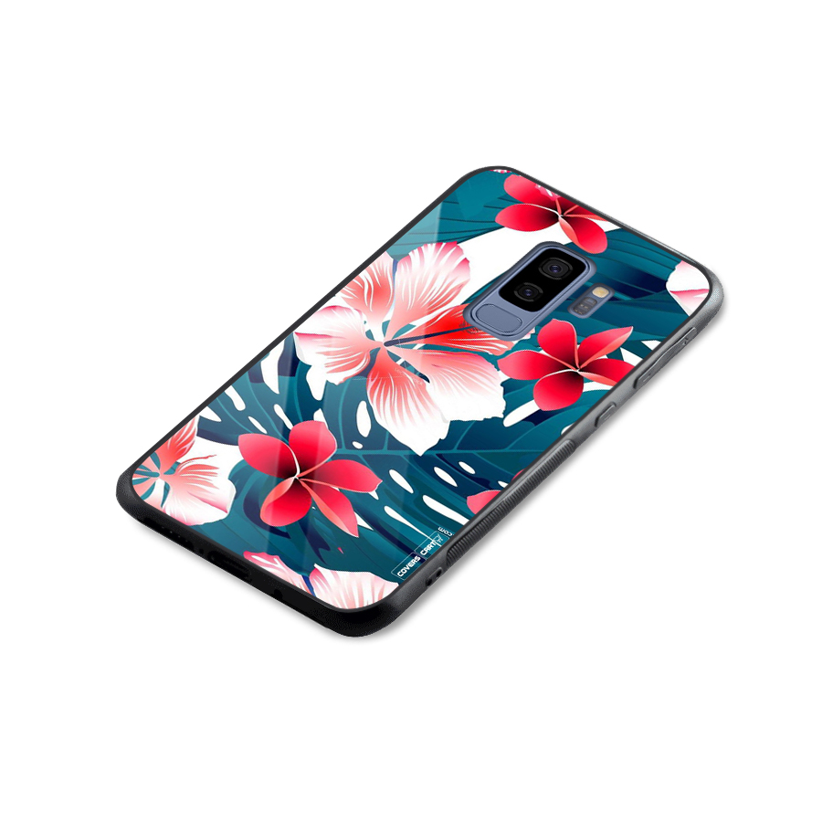 Flower design Glass Back Case for Galaxy S9 Plus