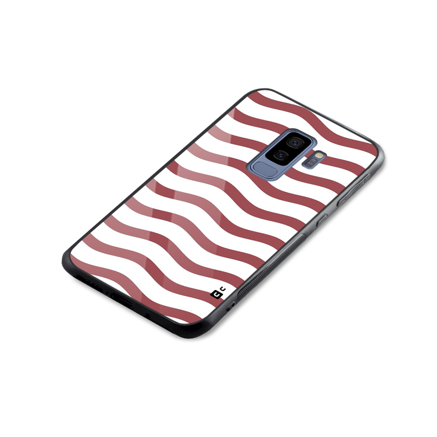 Flowing Stripes Red White Glass Back Case for Galaxy S9 Plus