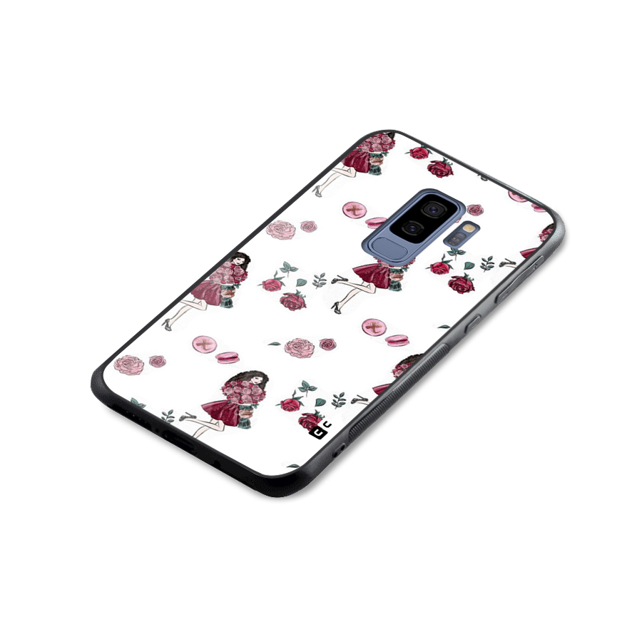 Girl With Flowers Glass Back Case for Galaxy S9 Plus