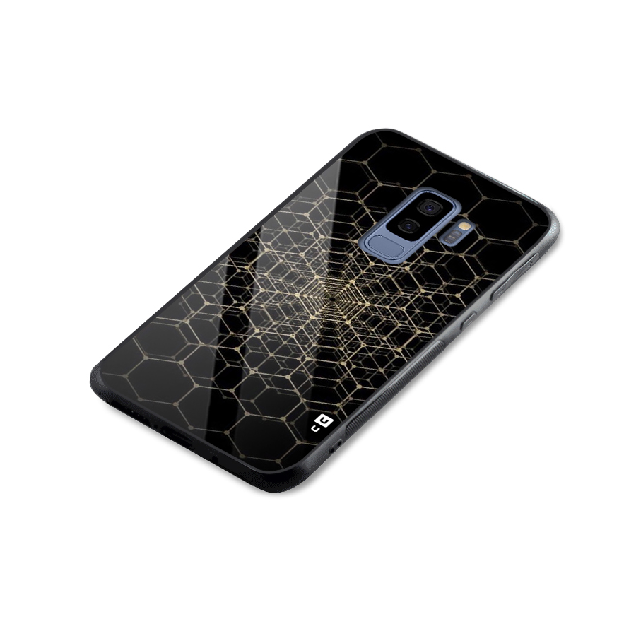 Gold Web Glass Back Case for Galaxy S9 Plus