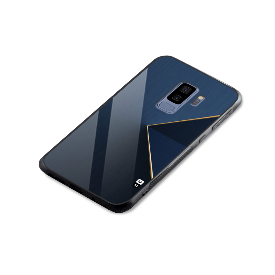 Golden Blue Triangle Glass Back Case for Galaxy S9 Plus