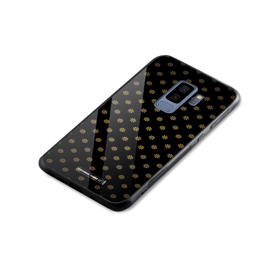Golden Flowers Glass Back Case for Galaxy S9 Plus