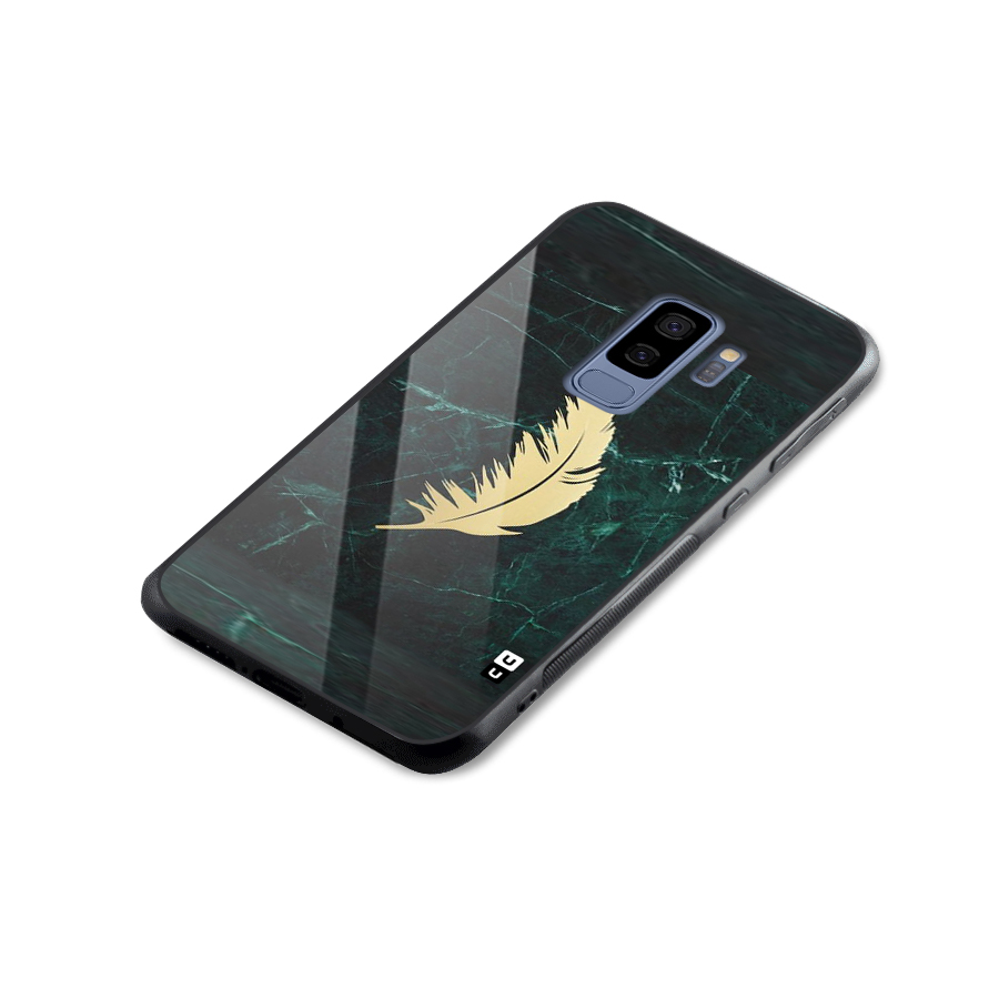 Golden Leaf Glass Back Case for Galaxy S9 Plus