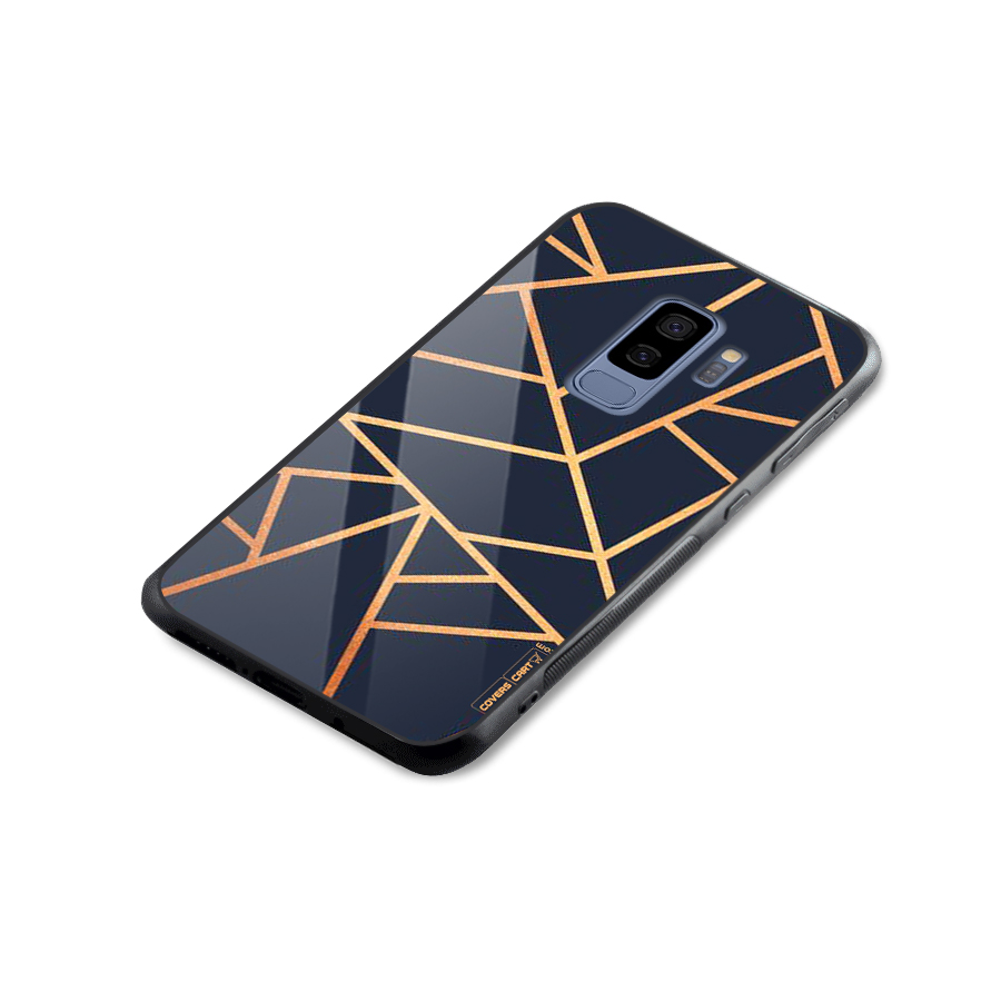 Golden Pattern Glass Back Case for Galaxy S9 Plus