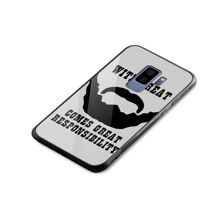 Great Beard Great Responsibility Glass Back Case for Galaxy S9 Plus