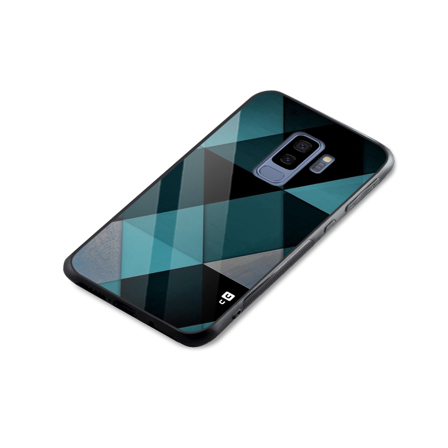 Green Black Shapes Glass Back Case for Galaxy S9 Plus