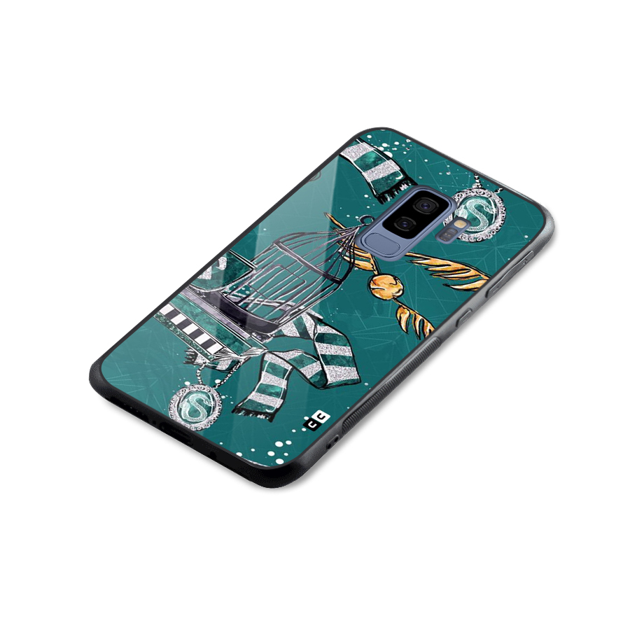 Green Scarf Glass Back Case for Galaxy S9 Plus