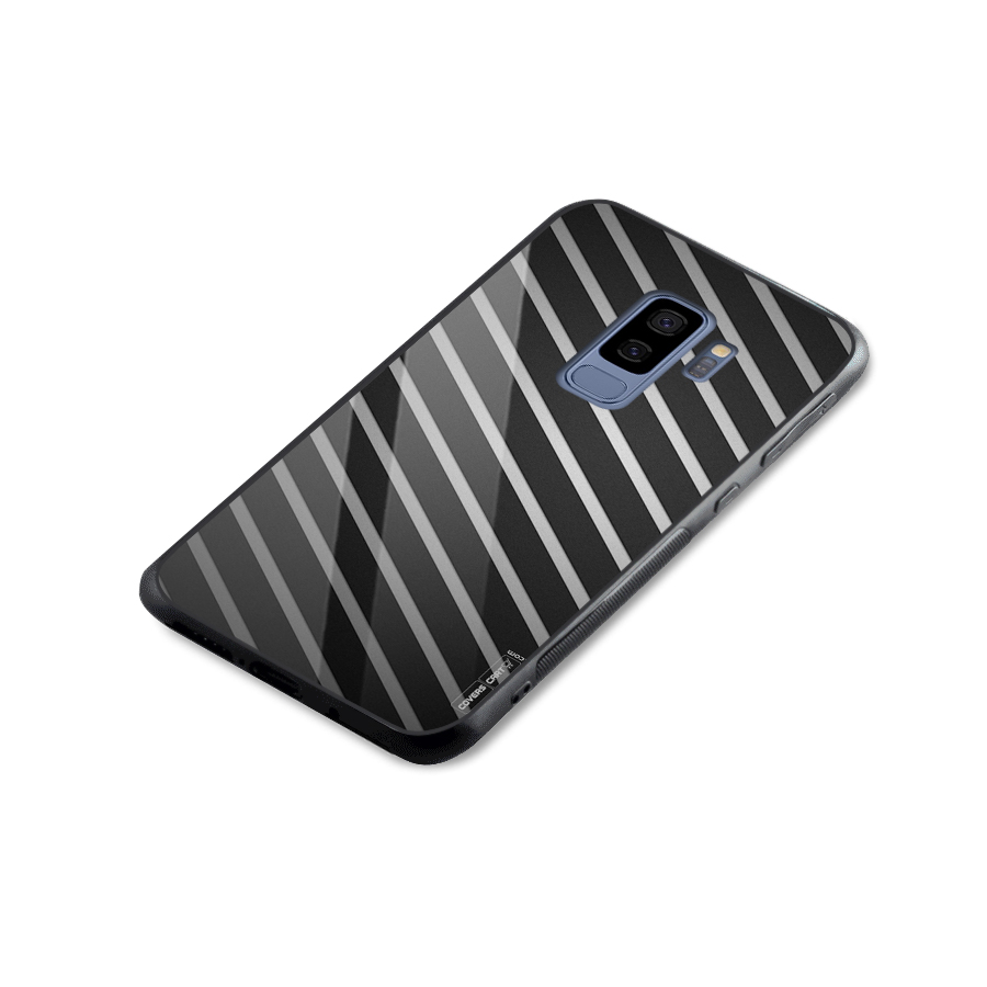 Grey And Black Stripes Glass Back Case for Galaxy S9 Plus