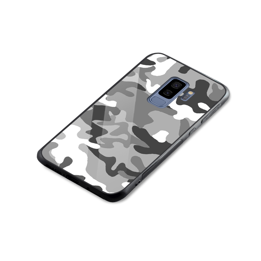 Grey Military Glass Back Case for Galaxy S9 Plus