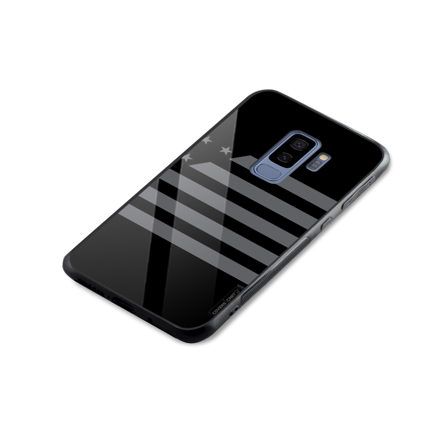 Grey Star Striped Pattern Glass Back Case for Galaxy S9 Plus