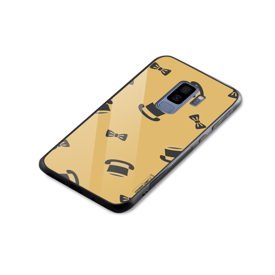 Hat and Bow Tie Glass Back Case for Galaxy S9 Plus