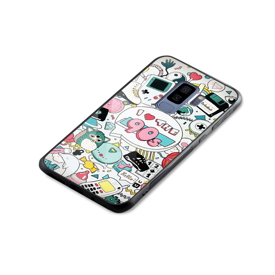 Heart 90s Glass Back Case for Galaxy S9 Plus