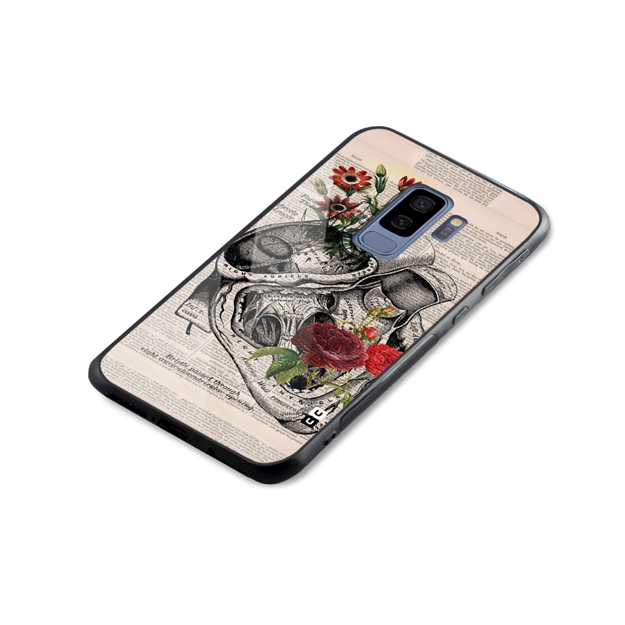 Heart Newspaper Glass Back Case for Galaxy S9 Plus