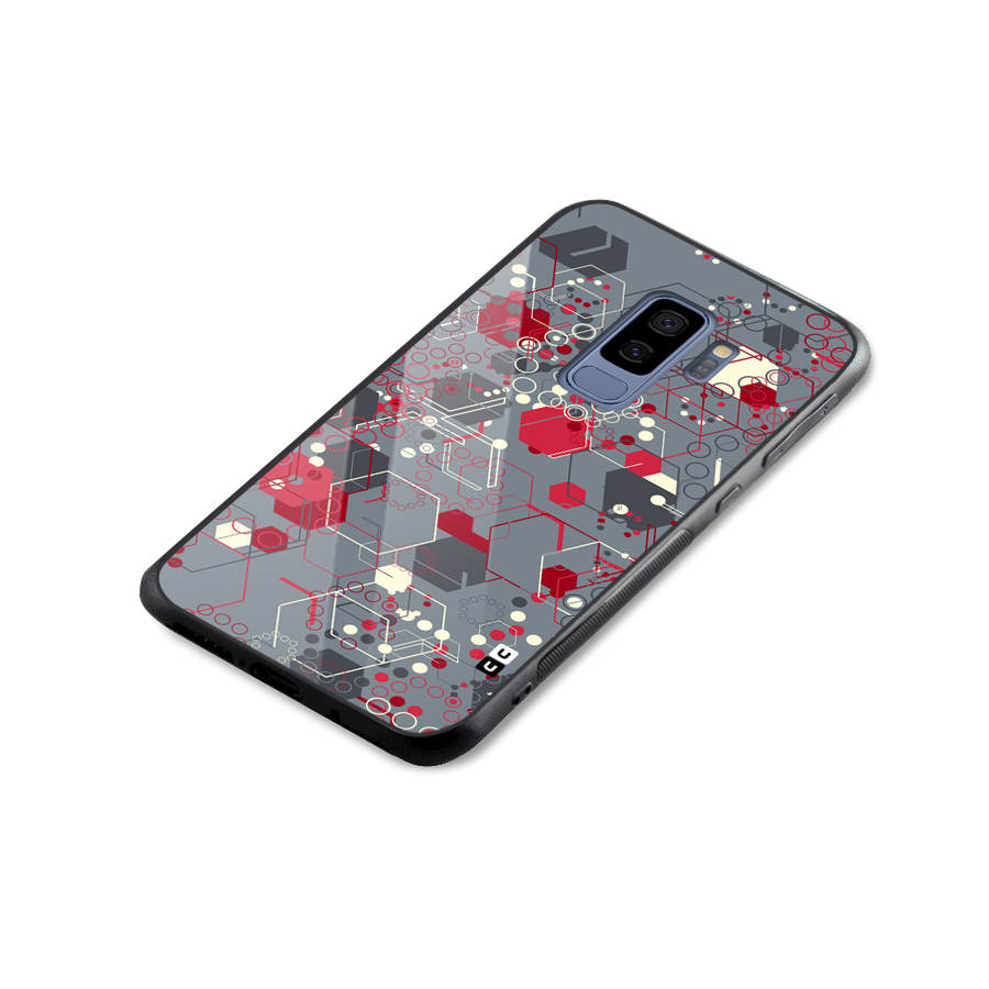 Hexagons Pattern Glass Back Case for Galaxy S9 Plus