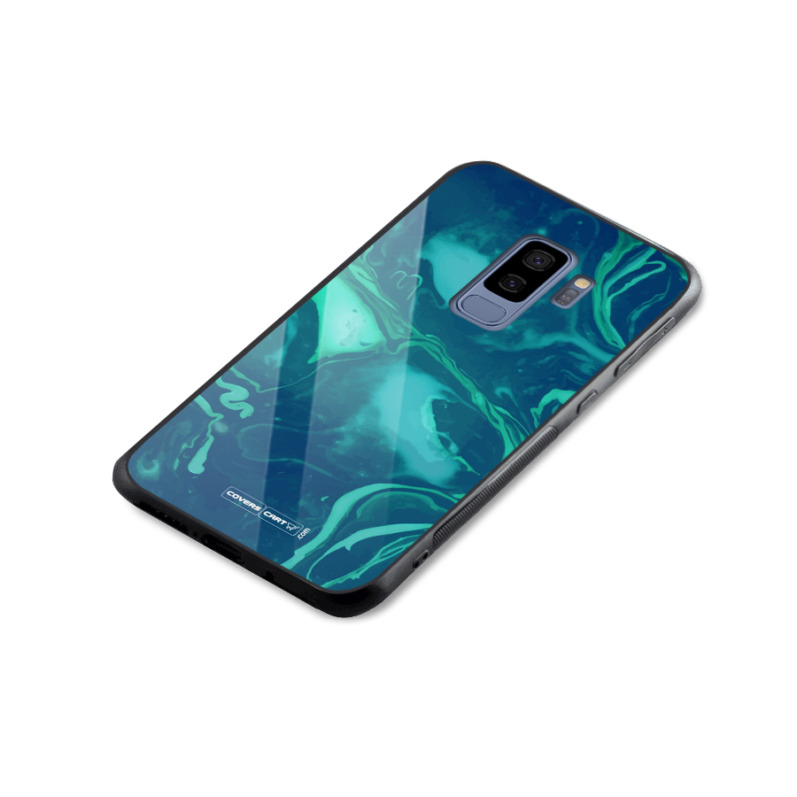 Jazzy Green Marble Texture Glass Back Case for Galaxy S9 Plus