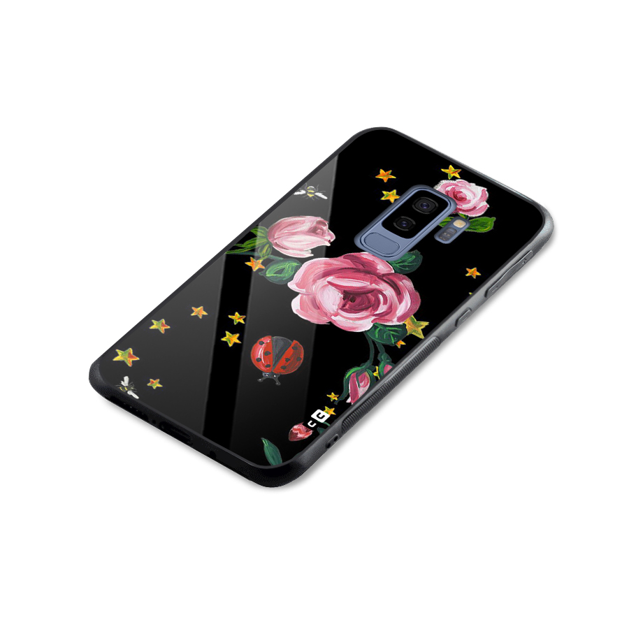 Ladybird And Floral Glass Back Case for Galaxy S9 Plus