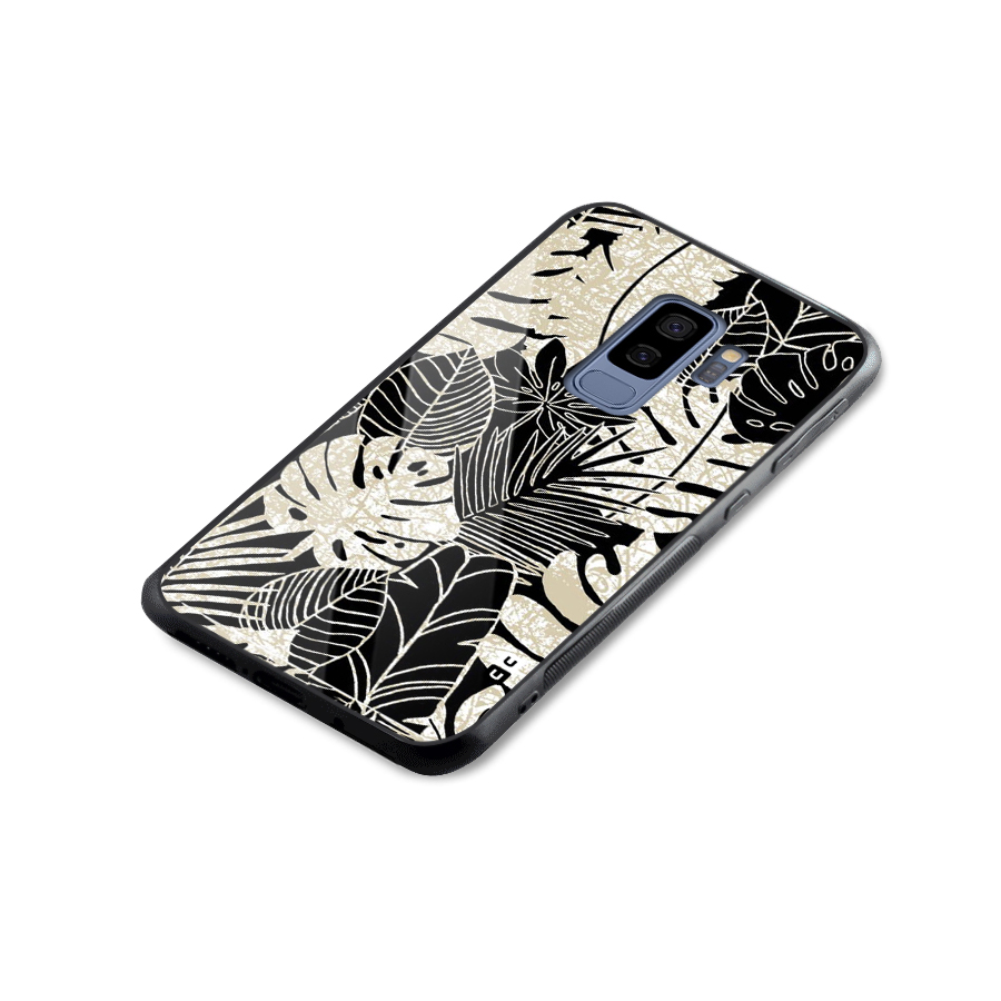Leaf Pattern Glass Back Case for Galaxy S9 Plus