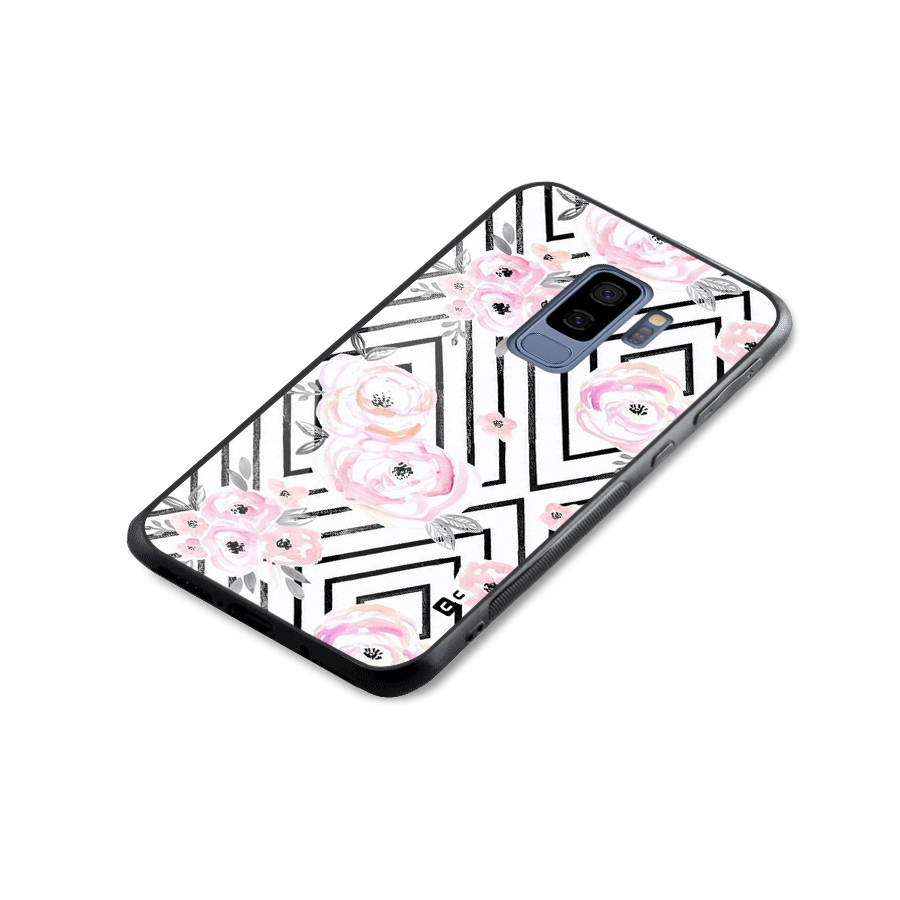 Light Pastel Flowers Design Glass Back Case for Galaxy S9 Plus
