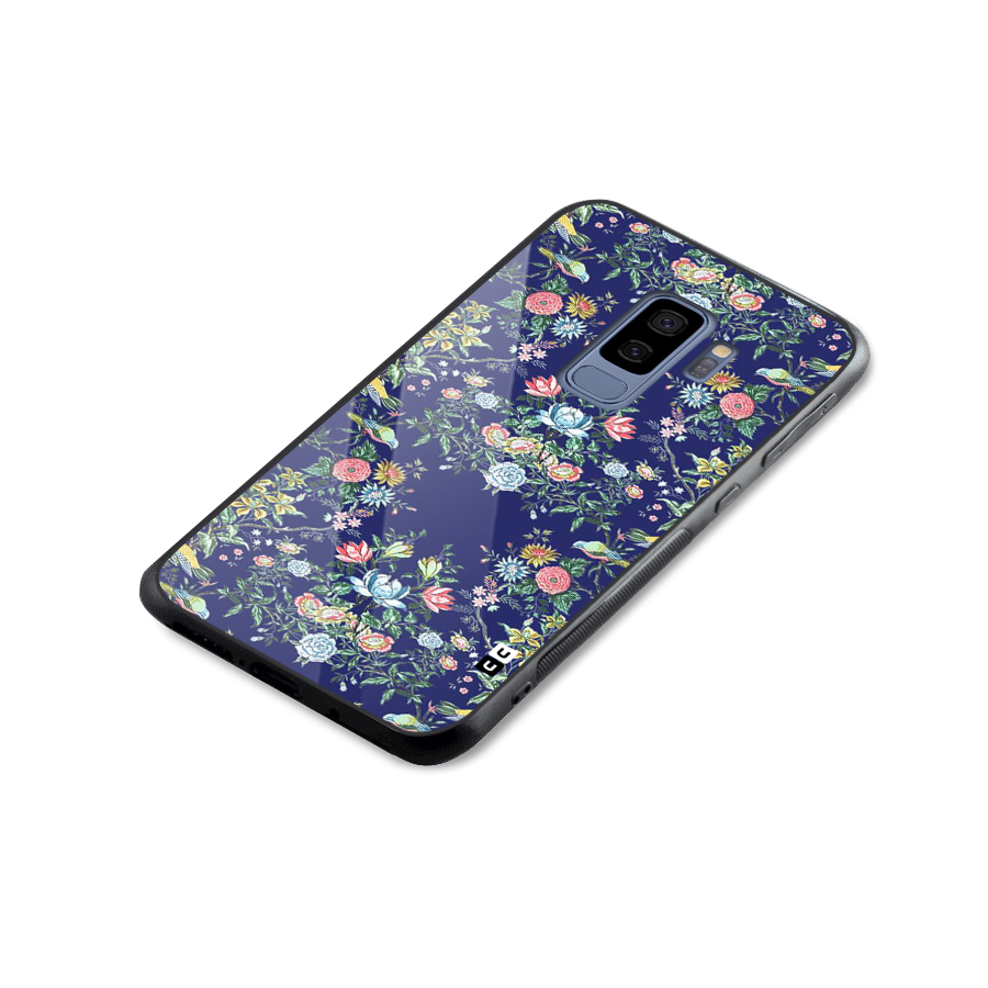 Little Flowers Pattern Glass Back Case for Galaxy S9 Plus