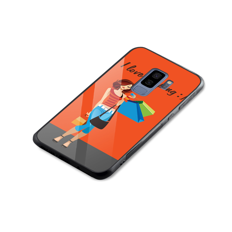 Love Shopping Classy Girl Glass Back Case for Galaxy S9 Plus