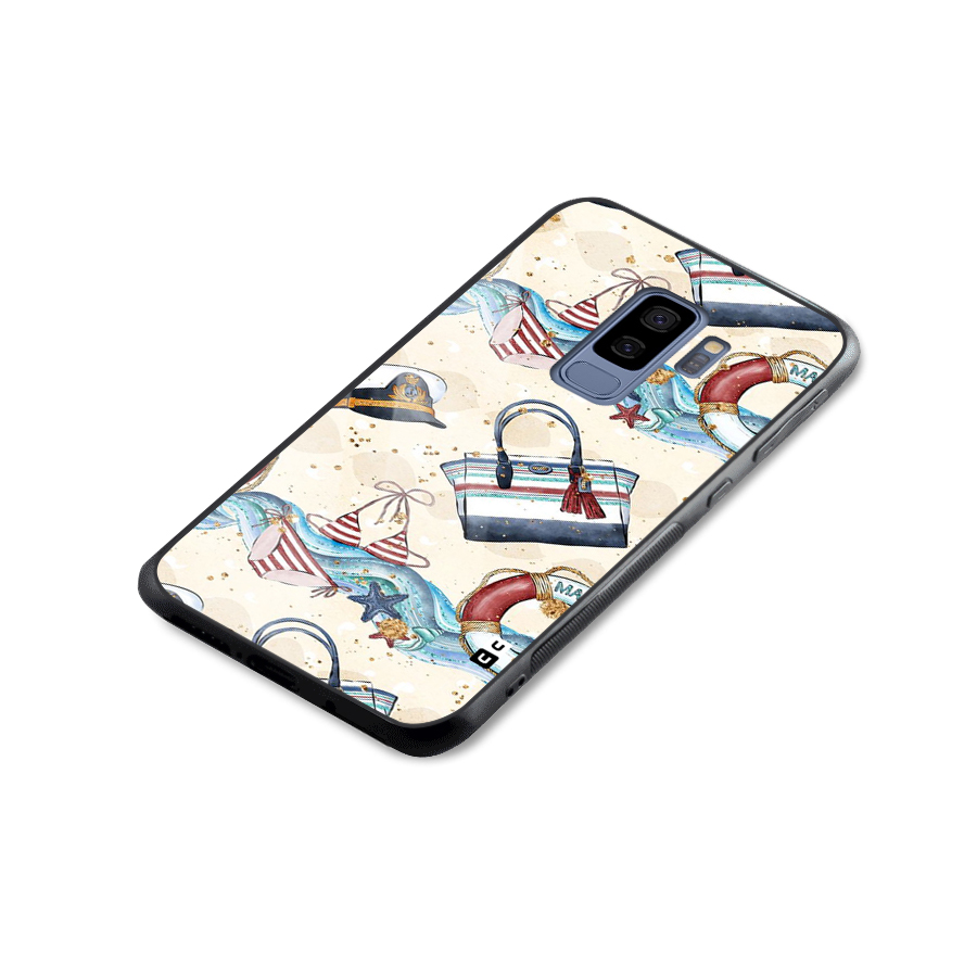 Marine Bag Design Glass Back Case for Galaxy S9 Plus