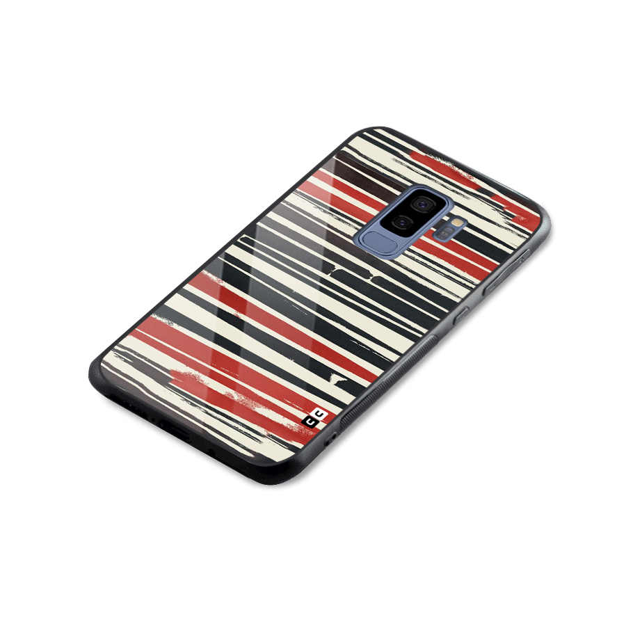 Messy Vintage Stripes Glass Back Case for Galaxy S9 Plus
