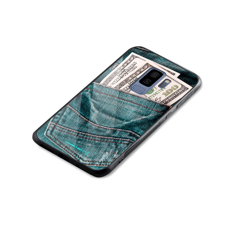 Money in Jeans Glass Back Case for Galaxy S9 Plus