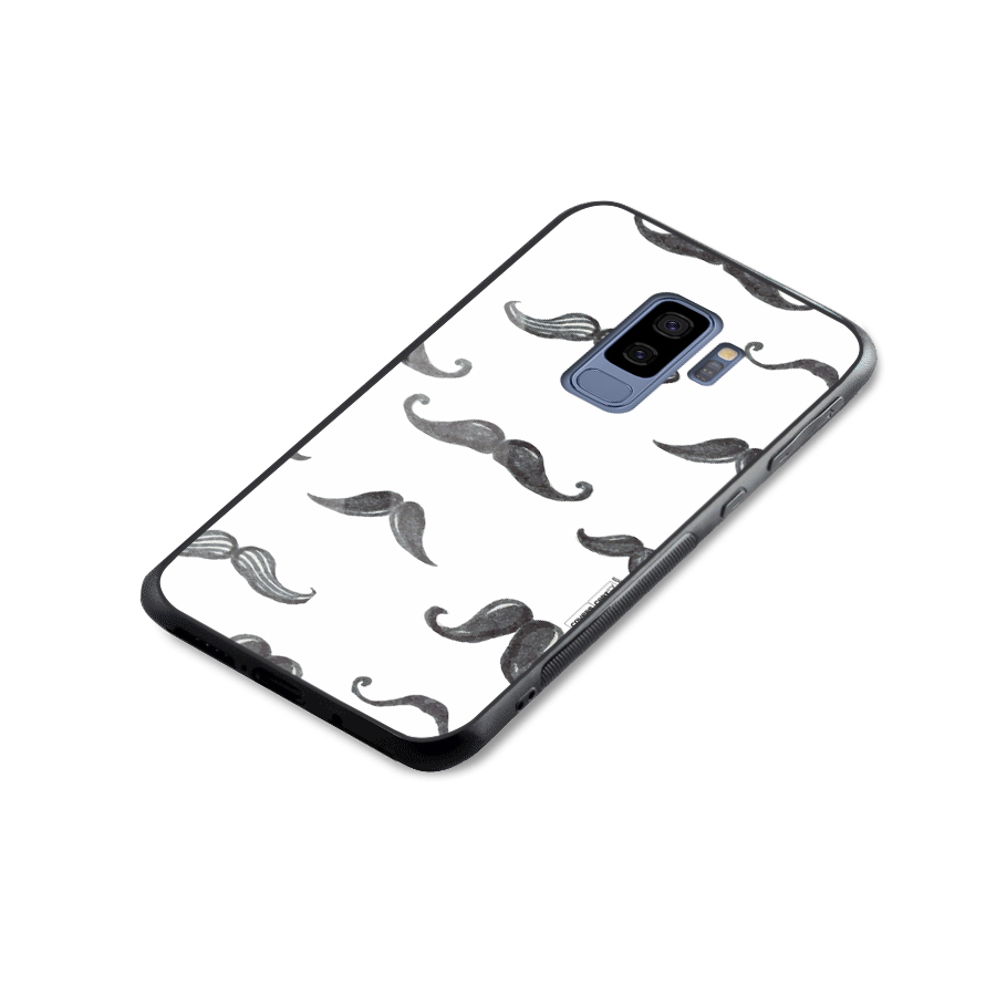 Moustache Pattern (Black) Glass Back Case for Galaxy S9 Plus
