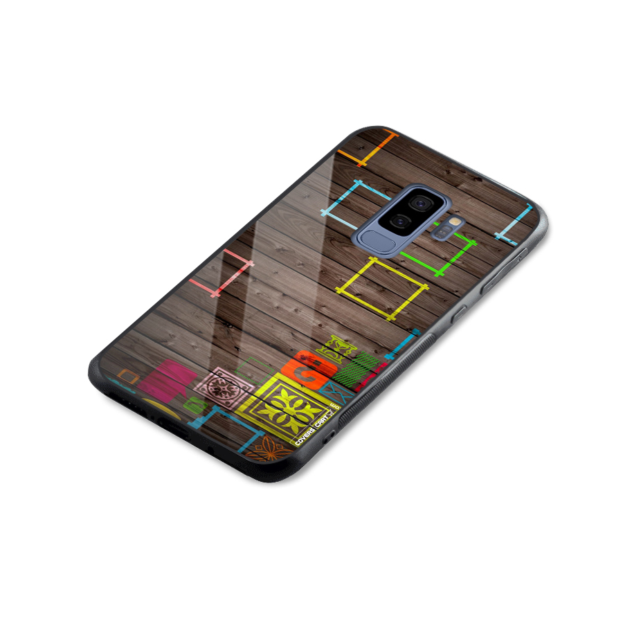 Multicolor Frame Design Glass Back Case for Galaxy S9 Plus