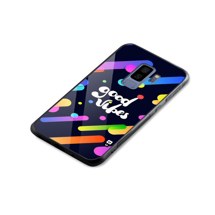 Multicolor Good Vibing Glass Back Case for Galaxy S9 Plus