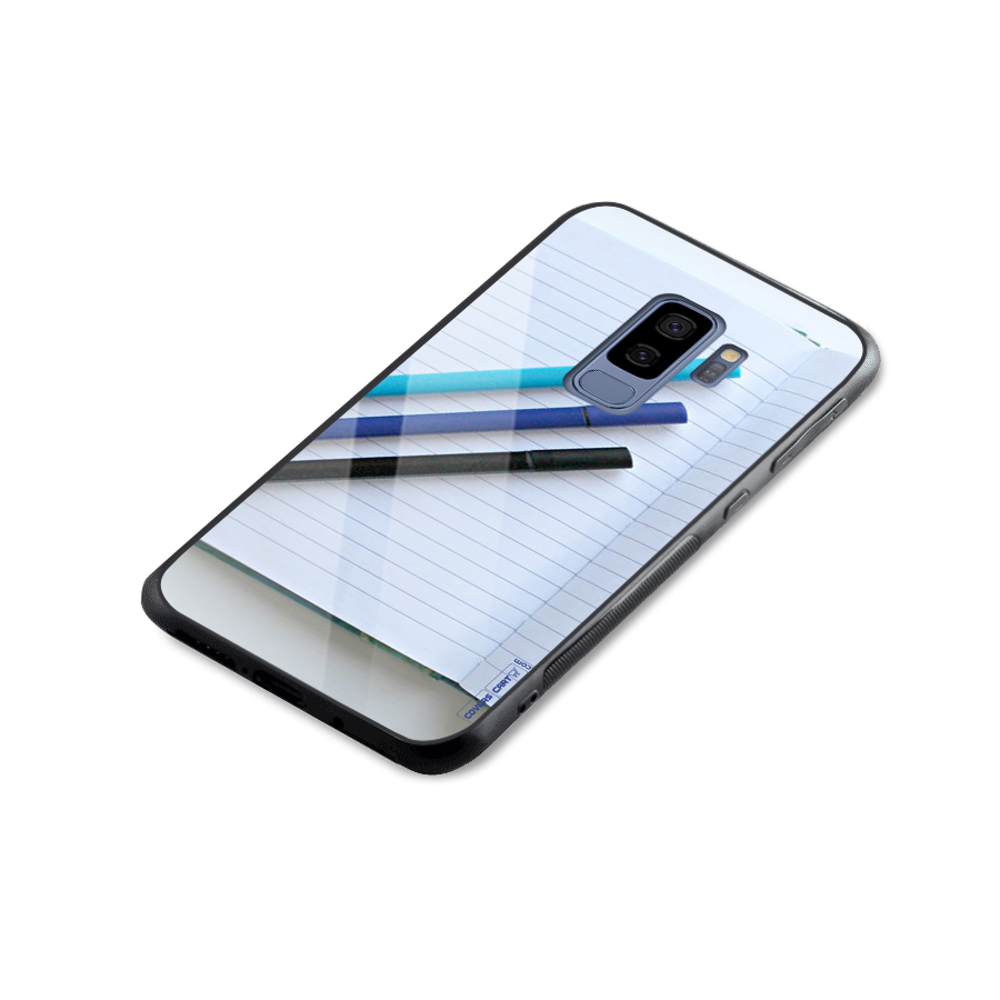 Notebook And Pens Glass Back Case for Galaxy S9 Plus