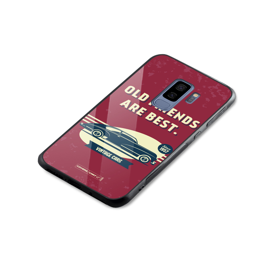Old Friends Vintage Car Glass Back Case for Galaxy S9 Plus