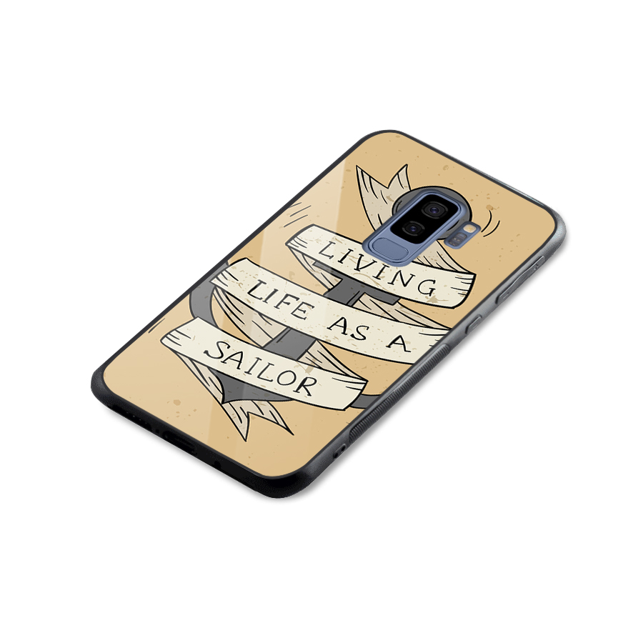 Old School Anchor Glass Back Case for Galaxy S9 Plus