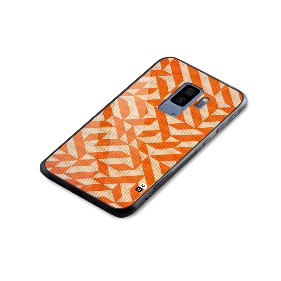 Orange Beige Pattern Glass Back Case for Galaxy S9 Plus