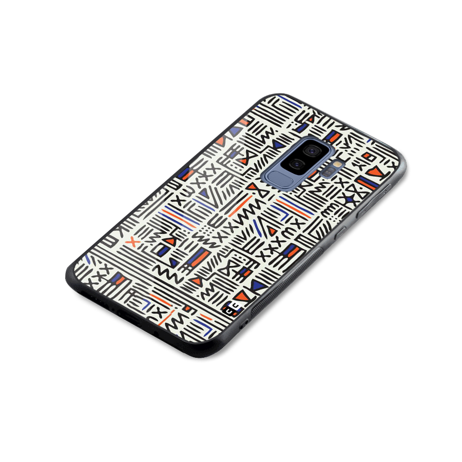 Orange Blue Number Glass Back Case for Galaxy S9 Plus
