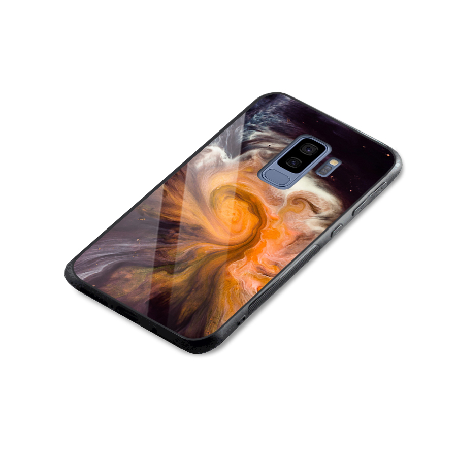 Orange Fusion Glass Back Case for Galaxy S9 Plus